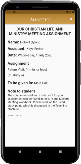 JW Scheduler - Publisher Edition iOS & Android CLM Assignment Medium