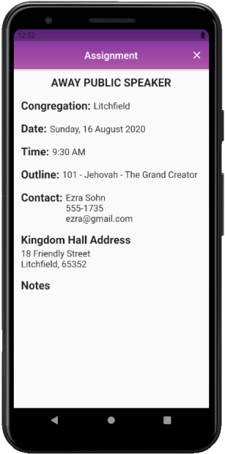 JW Scheduler - Publisher Edition iOS & Android Schedule Away Public Speaker Medium