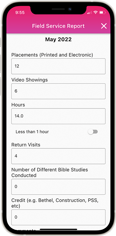 NW Publisher app Submit Field Service Report